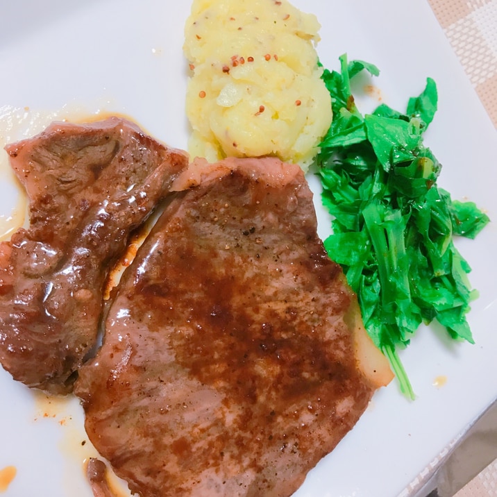 簡単！ステーキ！ガーリックバター醤油味